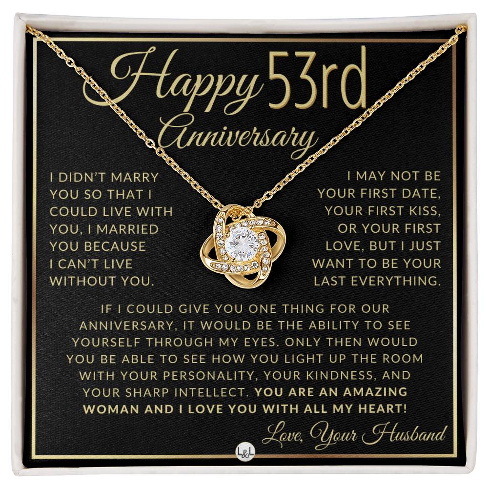 53rd Anniversary Gift For Wife - Beautiful Women's Pendant Necklace + Heartfelt Anniversary Message - Liliana and Liam