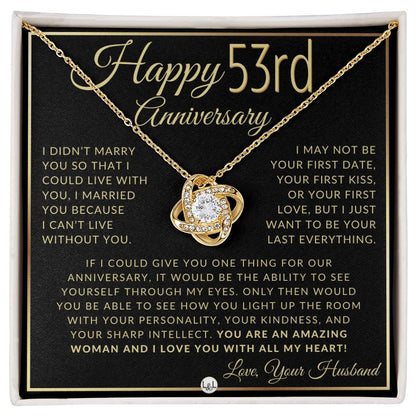 53rd Anniversary Gift For Wife - Beautiful Women's Pendant Necklace + Heartfelt Anniversary Message - Liliana and Liam