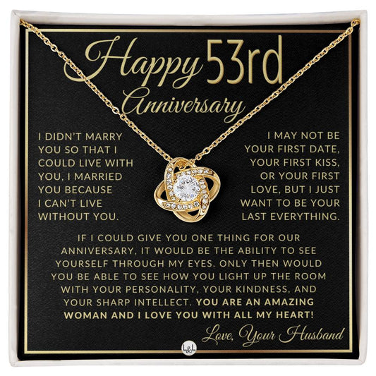 53rd Anniversary Gift For Wife - Beautiful Women's Pendant Necklace + Heartfelt Anniversary Message - Liliana and Liam