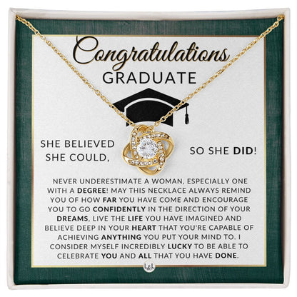 Graduation Gift For Her - Meaningful Milestone Necklace - Graduation Gift For Her - She Believed She Could, So She DID - Liliana and Liam