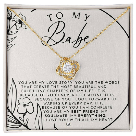 Romantic Gift For Her - My Babe - Beautiful Women's Pendant + Heartfelt Message - Perfect Christmas Gift, Valentine's Day, Birthday or Anniversary Present