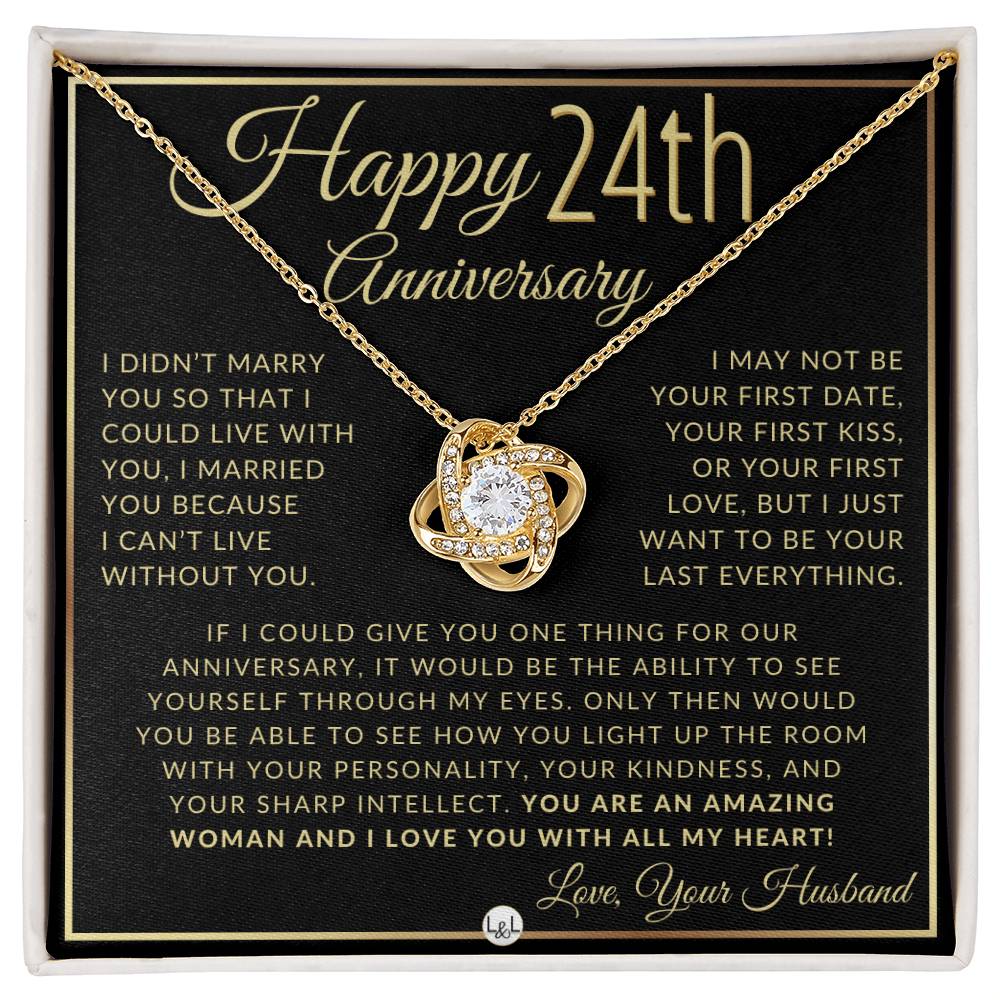 24th Anniversary Gift For Wife - Beautiful Women's Pendant Necklace + Heartfelt Anniversary Message For Her - Liliana and Liam