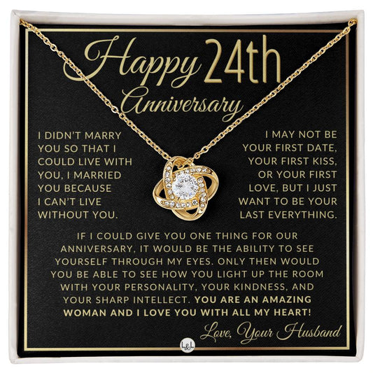 24th Anniversary Gift For Wife - Beautiful Women's Pendant Necklace + Heartfelt Anniversary Message - Liliana and Liam