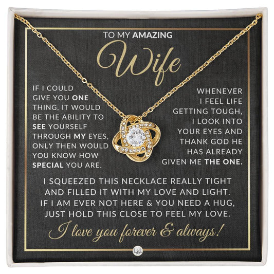 Gift Idea For Your Wife - Pendant Necklace + Sentimental Message - Romantic Christmas Gift, Valentine's Day, Birthday or Anniversary Present - Liliana and Liam