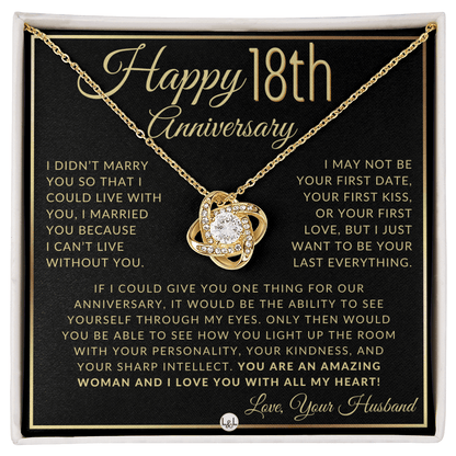 18th Anniversary For Wife - Elegant Knot Pendent Necklace - Liliana and Liam