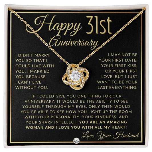 31st Anniversary Gift For Wife - Beautiful Women's Pendant Necklace + Heartfelt Anniversary Message - Liliana and Liam