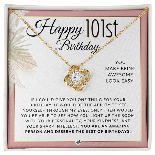 101st Birthday Gift For Her - Necklace For 101 Year Old Birthday  - Beautiful Women's Pendant Necklace + Heartfelt Birthday Message