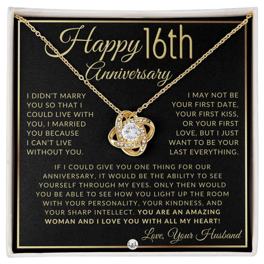 16th Anniversary Gift For Your Wife - Beautiful Women's Pendant Necklace + Heartfelt Anniversary Message - Liliana and Liam