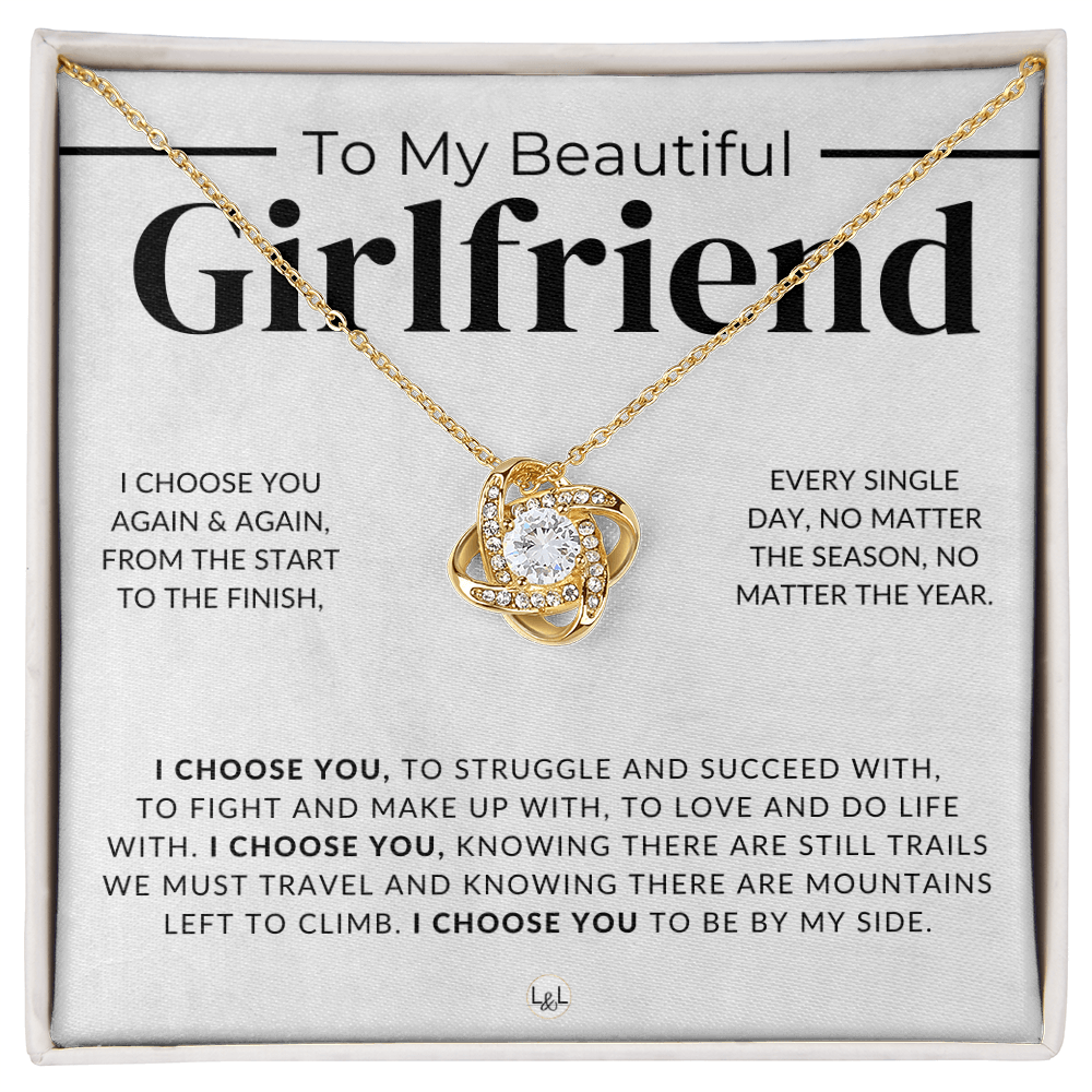 My Beautiful Girlfriend - I Choose You - Thoughtful and Romantic Gift for Her - Soulmate Necklace - Christmas, Valentine's