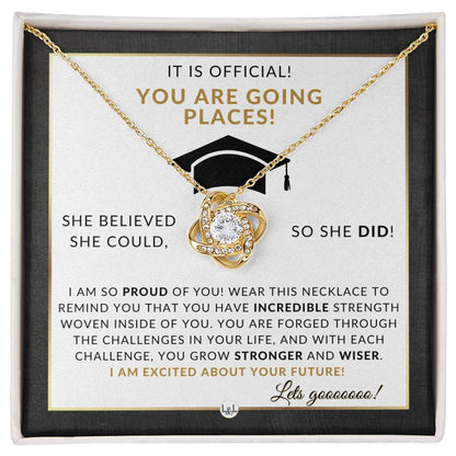 Masters Degree Grad Gift For Her - Beautiful Women's Pendant + Sentimental Keepsake Graduation Message - Liliana and Liam