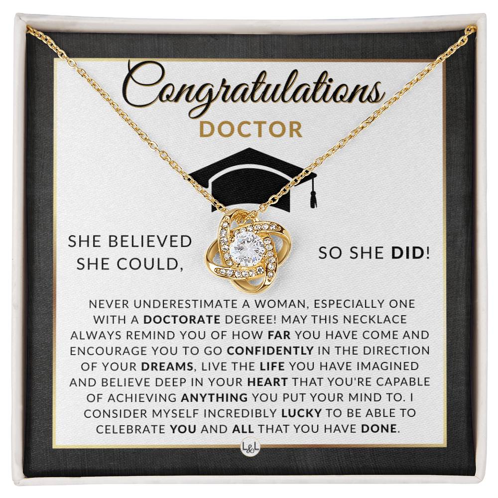 PHD Graduation Gift For Her - Beautiful Women's Pendant Necklace - Graduation Gift For New Doctor Graduate - Liliana and Liam