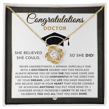 PHD Graduation Gift For Her - Beautiful Women's Pendant Necklace - Graduation Gift For New Doctor Graduate - Liliana and Liam