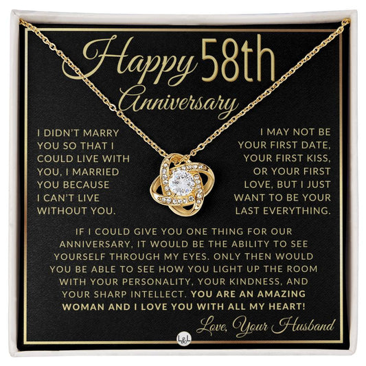 58th Anniversary Gift For Wife - Beautiful Women's Pendant Necklace + Heartfelt Anniversary Message - Liliana and Liam