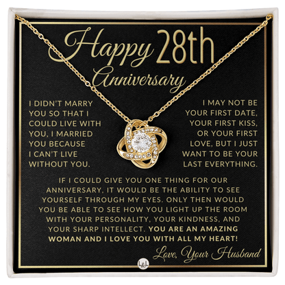 28th Anniversary Wife Gift - Elegant Pendant Necklace + Heartfelt Message - Liliana and Liam