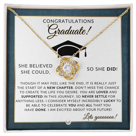 2024 Graduation Party Gift For Her - Meaningful Milestone Necklace - 2024 Graduation Gift For Her - She Believed She Could, So She Did