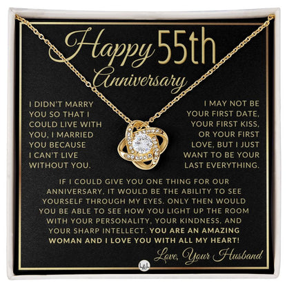 55th Anniversary Gift For Wife - Beautiful Women's Pendant Necklace + Heartfelt Anniversary Message - Liliana and Liam