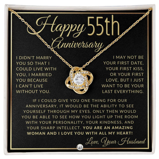 55th Anniversary Gift For Wife - Beautiful Women's Pendant Necklace + Heartfelt Anniversary Message - Liliana and Liam