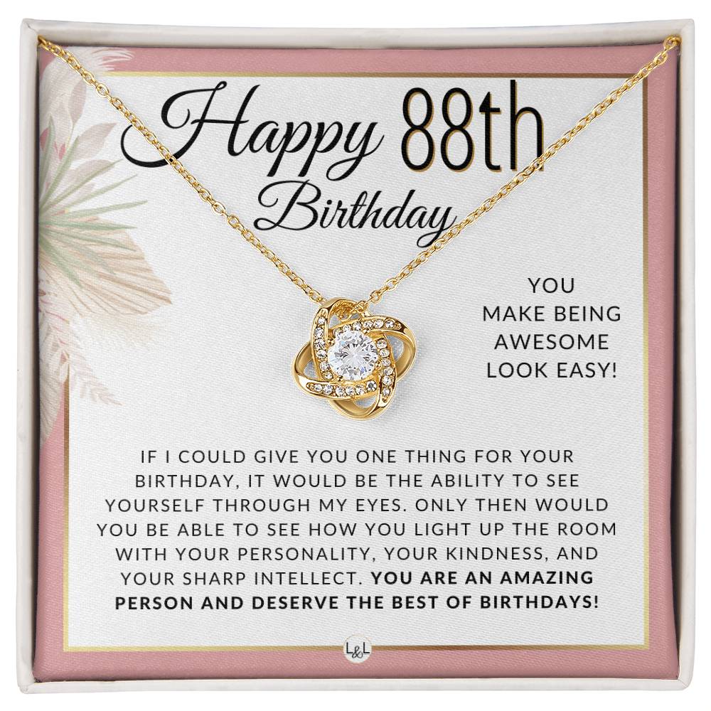 88th Birthday Gift For Her - Necklace For 88 Year Old Birthday - Beautiful Women's Birthday Pendant + Heartfelt Birthday Message - Liliana and Liam