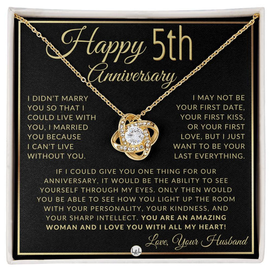 5th Anniversary Gift For Wife - Beautiful Women's Pendant Necklace + Heartfelt Anniversary Message - Liliana and Liam