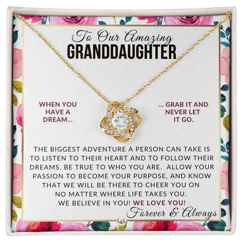 Gift For Our Granddaughter - Follow Your Dreams - Meaningful Granddaughter Gift For Her Birthday, Christmas or For Graduation - Liliana and Liam