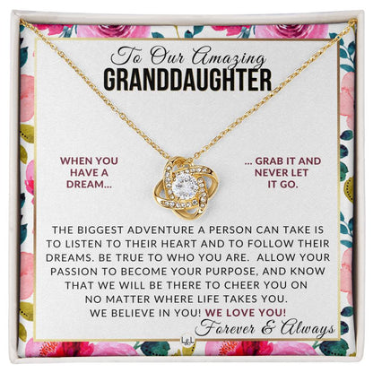 Gift For Our Granddaughter - Follow Your Dreams - Meaningful Granddaughter Gift For Her Birthday, Christmas or For Graduation - Liliana and Liam