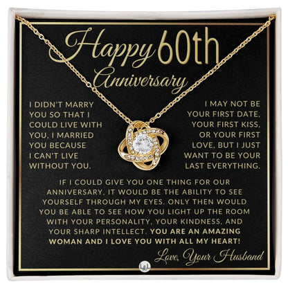 60th Anniversary Gift For Wife - Beautiful Women's Pendant Necklace + Heartfelt Anniversary Message - Liliana and Liam