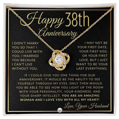 38th Anniversary Gift For Wife - Beautiful Women's Pendant Necklace + Heartfelt Anniversary Message - Liliana and Liam