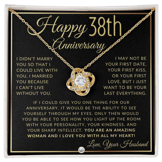 38th Anniversary Gift For Wife - Beautiful Women's Pendant Necklace + Heartfelt Anniversary Message - Liliana and Liam