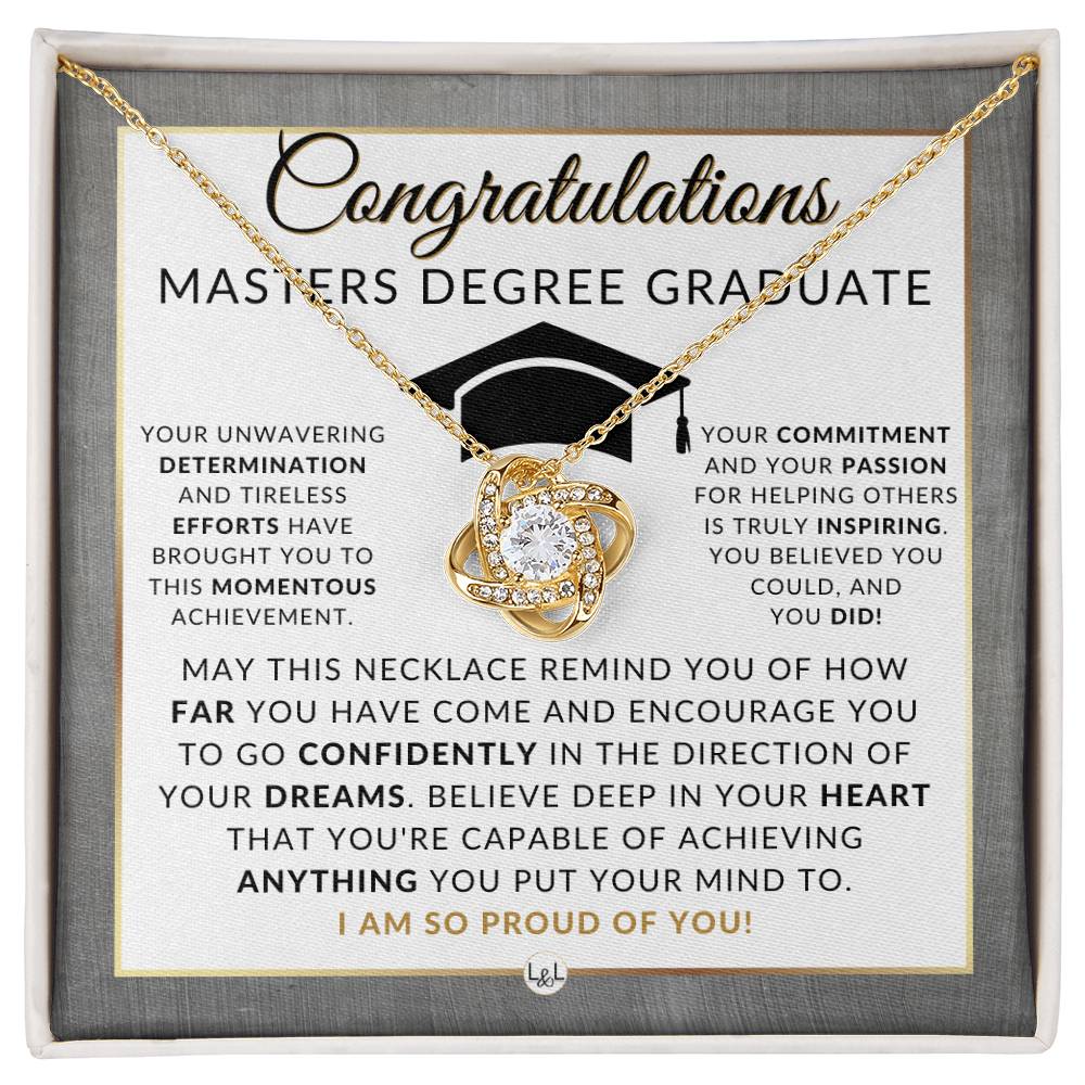 Masters Degree Graduation Gift for Her - Graduate School Necklace, Masters Graduate Jewelry, Grad School Gift 2026 - Liliana and Liam