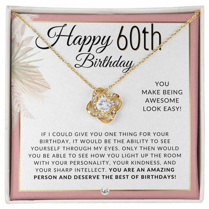 60th Birthday - Knot Pendent Necklace - Gift For Her - Liliana and Liam