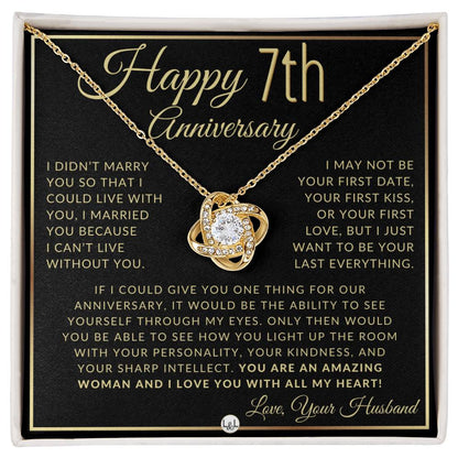 7th Anniversary Gift For Wife - Beautiful Women's Pendant Necklace + Heartfelt Anniversary Message - Liliana and Liam