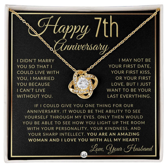 7th Anniversary Gift For Wife - Beautiful Women's Pendant Necklace + Heartfelt Anniversary Message - Liliana and Liam