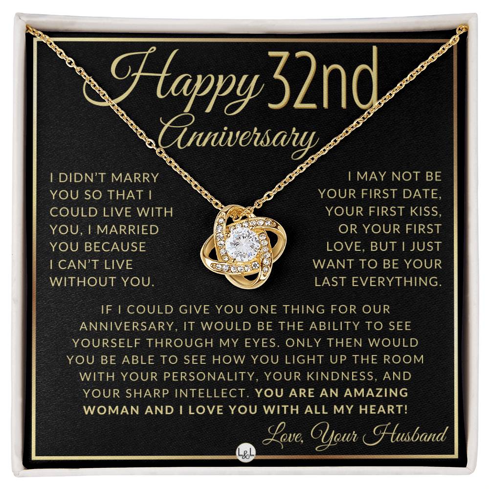 32nd Anniversary Gift For Wife - Beautiful Women's Pendant Necklace + Heartfelt Anniversary Message - Liliana and Liam