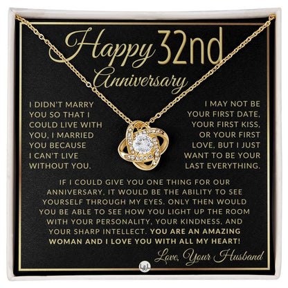 32nd Anniversary Gift For Wife - Beautiful Women's Pendant Necklace + Heartfelt Anniversary Message - Liliana and Liam