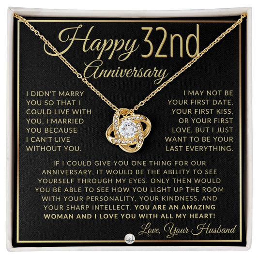 32nd Anniversary Gift For Wife - Beautiful Women's Pendant Necklace + Heartfelt Anniversary Message - Liliana and Liam
