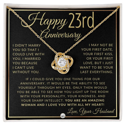 23rd Anniversary Gift For Wife - Beautiful Women's Pendant Necklace + Heartfelt Anniversary Message - Liliana and Liam