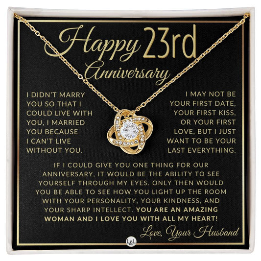23rd Anniversary Gift For Wife - Beautiful Women's Pendant Necklace + Heartfelt Anniversary Message - Liliana and Liam