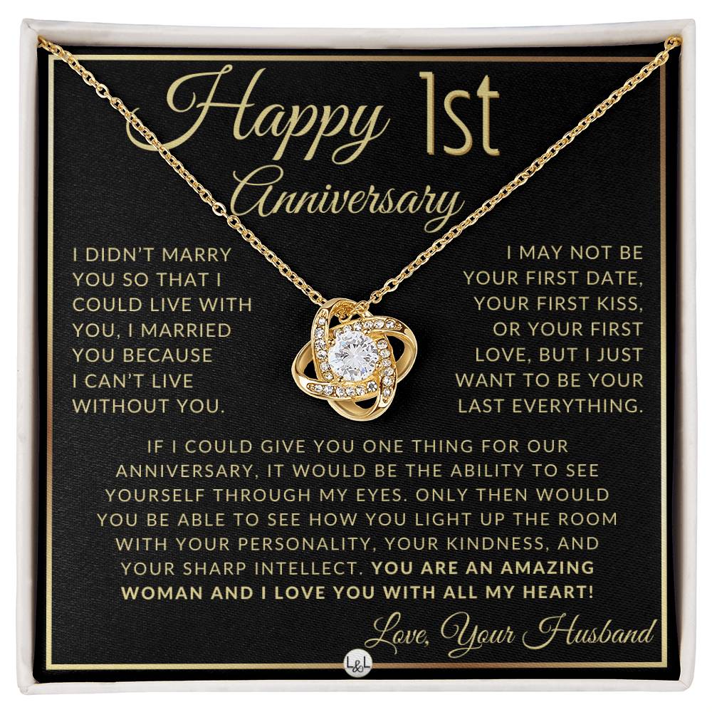 1st Anniversary Gift For Wife - Beautiful Women's Pendant Necklace + Heartfelt Anniversary Message - Liliana and Liam
