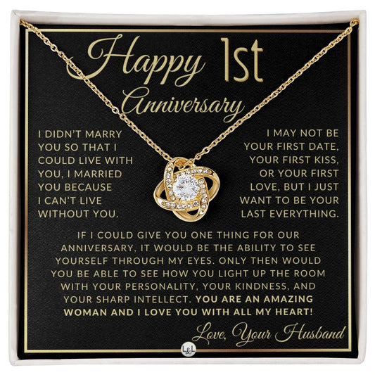 1st Anniversary Gift For Wife - Beautiful Women's Pendant Necklace + Heartfelt Anniversary Message - Liliana and Liam