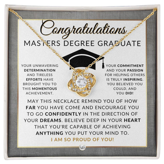 Graduate Graduation Gift Idea For Her For Masters Degree Graduate -  Master's Graduation Gift For Her - Pendant Necklace + Heartfelt Message