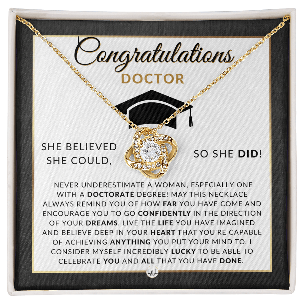 Congratulations Doctor & New Chapter Keepsake - Doctorate Graduate Necklace Gift - Liliana and Liam