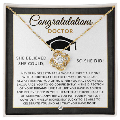 Congratulations Doctor & New Chapter Keepsake - Doctorate Graduate Necklace Gift - Liliana and Liam