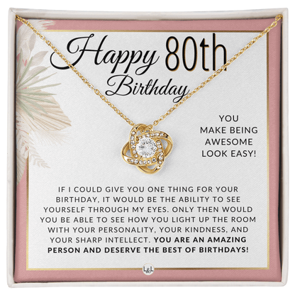 80th Birthday - Elegant Knot Pendent Necklace - Birthday Gift For Her - Liliana and Liam