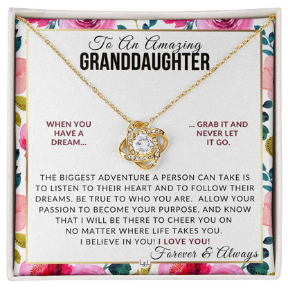 Granddaughter Gift - Follow Your Dreams - Meaningful Granddaughter Gift For Her Birthday, Christmas or For Graduation - Liliana and Liam