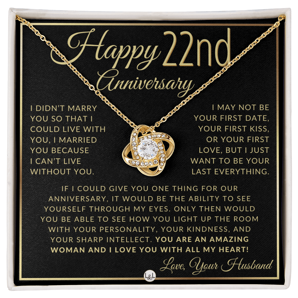 22nd Anniversary Gift For Wife - Elegant Knot Pendent Necklace - Liliana and Liam