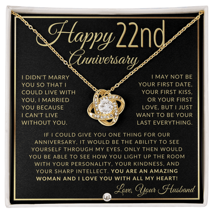 22nd Anniversary Gift For Wife - Elegant Knot Pendent Necklace - Liliana and Liam