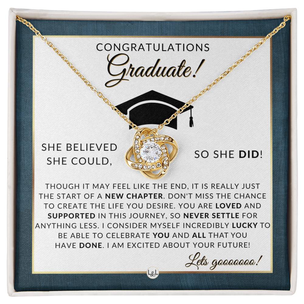 2024 Graduation Party Gift For Her - Beautiful Necklace + Heartfelt Graduation Message - 2024 Graduation Gift Idea For Her - Liliana and Liam