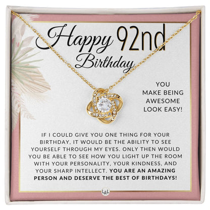 92nd Birthday Gift For Her - Necklace For 92 Year Old Birthday - Beautiful Woman's Birthday Present - Pendant Jewelry - Liliana and Liam