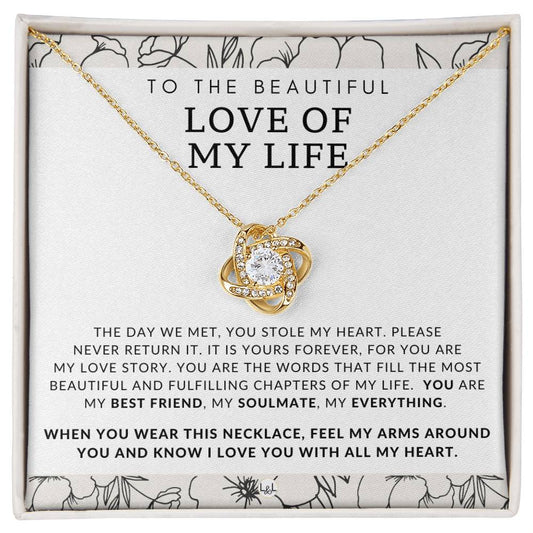 Meaningful Gift For Her - The Love of My Life - Beautiful Women's Pendant + Heartfelt Message - Perfect Christmas Gift, Valentine's Day, Birthday or Anniversary Present