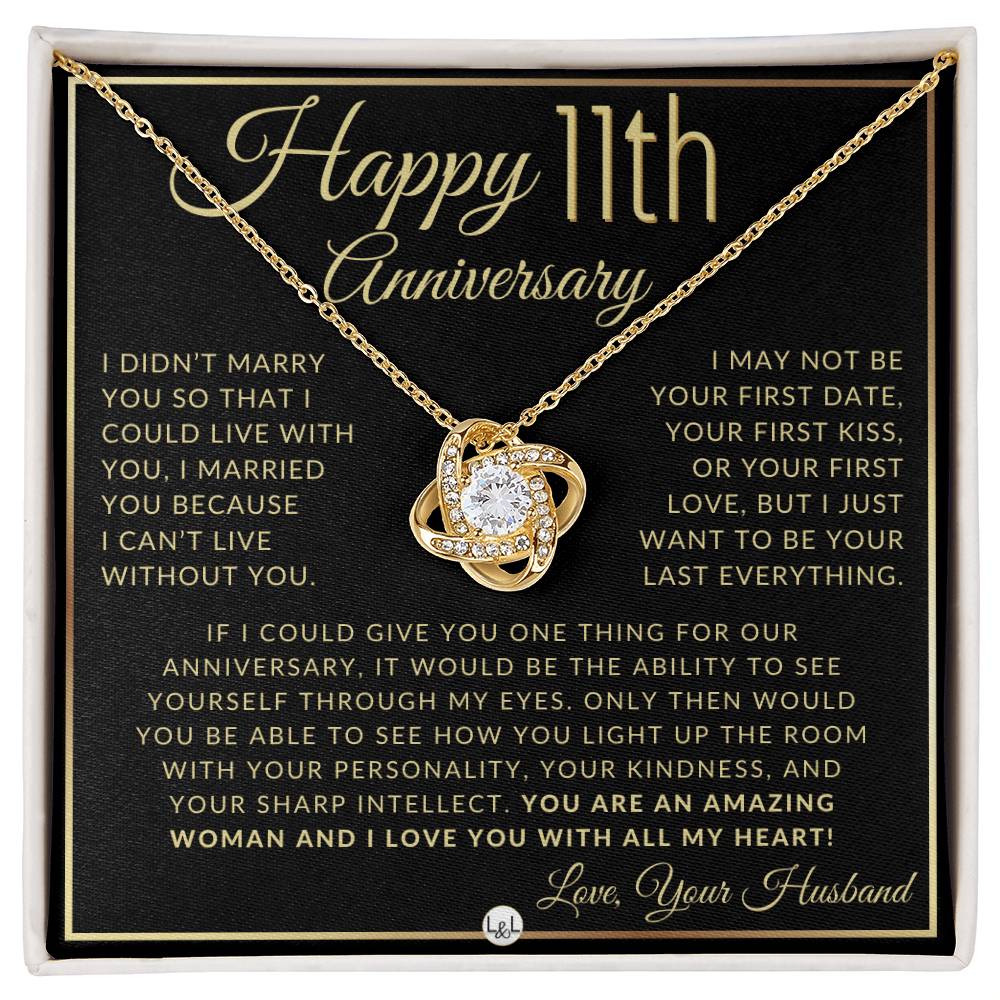 11th Anniversary Gift For Wife - Beautiful Women's Pendant Necklace + Heartfelt Anniversary Message - Liliana and Liam
